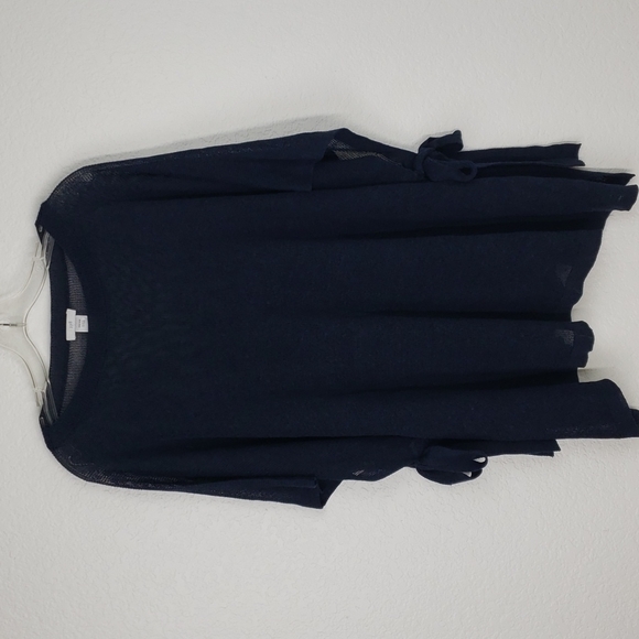 J.jill linen blend knit cover up tunic side ties navy blue one size - Picture 2 of 9